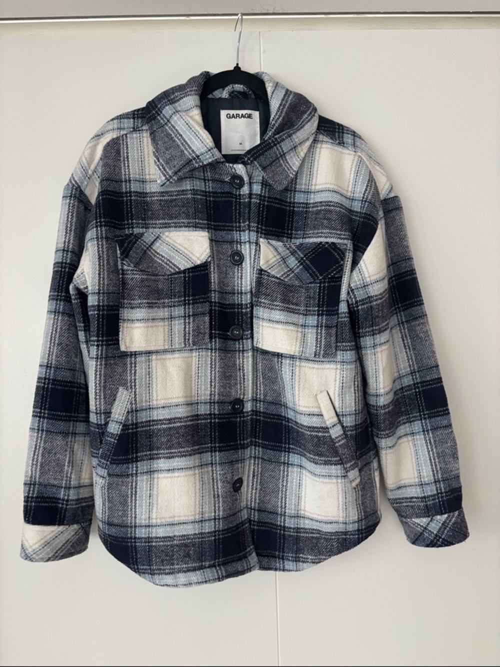 Garage Navy and White Plaid Button-Up Jacket